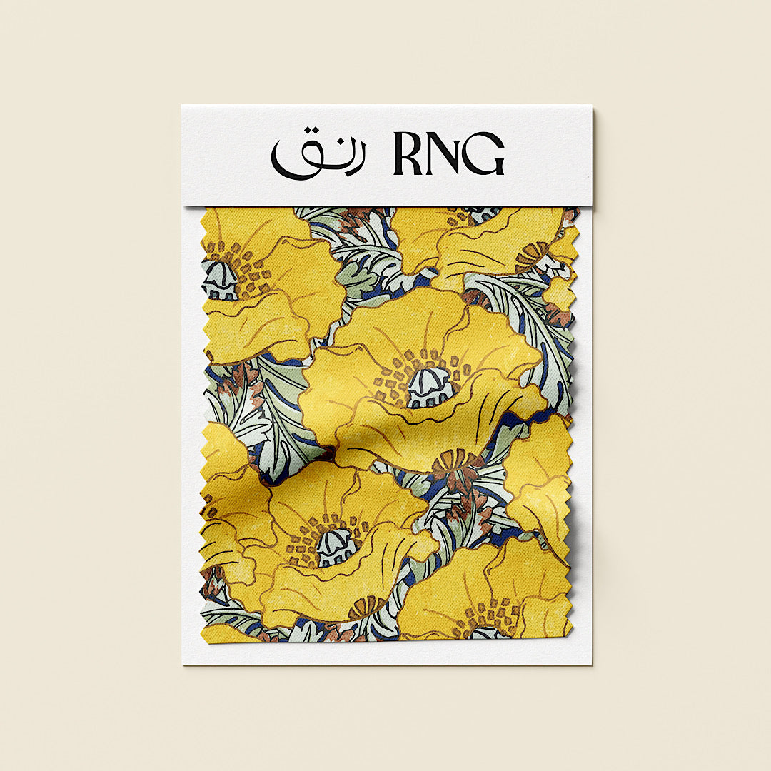 Yellow Poppies  - Cotton Tana Lawn